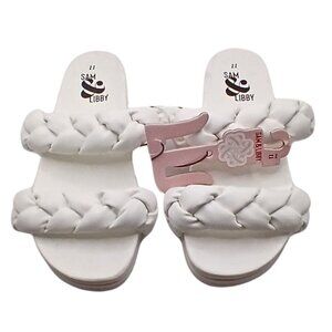 Sam & Libby Womens Braided Slide Sandals Size 11 Soft Comfort Cushion White